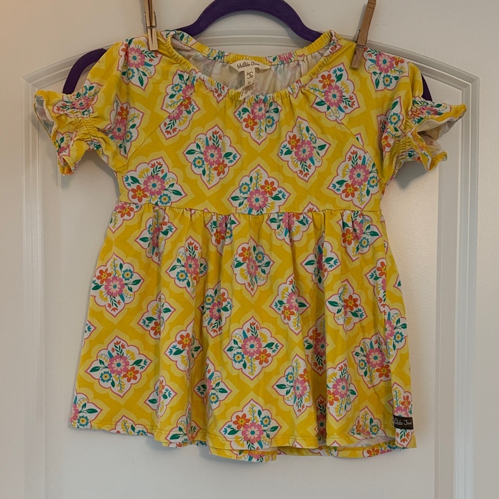 Matilda Jane Yellow Floral Kids Blouse size 8